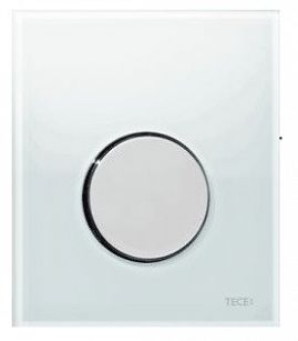 Przyciski spłukujące TECEloop do pisuaru z wkładką zaworową szkło biały, przycisk chrom połysk