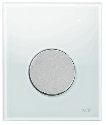 Przyciski spłukujące TECEloop do pisuaru z wkładką zaworową szkło biały, przycisk chrom matowy