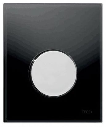 Przyciski spłukujące TECEloop do pisuaru z wkładką zaworową szkło czarne przycisk chrom połysk