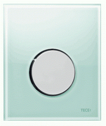 Przyciski spłukujące TECEloop do pisuaru z wkładką zaworową szkło zielone przycisk chrom połysk