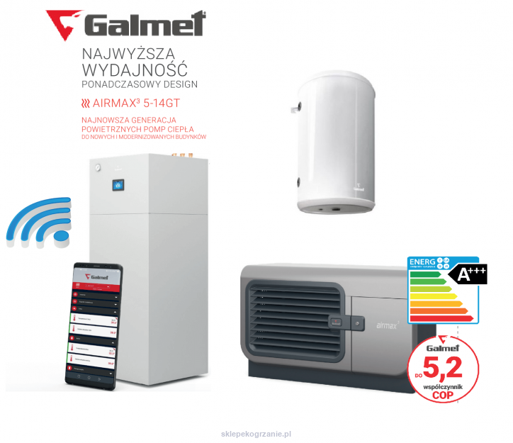 Airmax3 14GT pompa ciepła Galmet + szafa hydrauliczna Onebox + bufor SG(B) 120