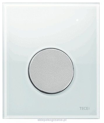 Przyciski spłukujące TECEloop do pisuaru z wkładką zaworową szkło biały, przycisk chrom matowy